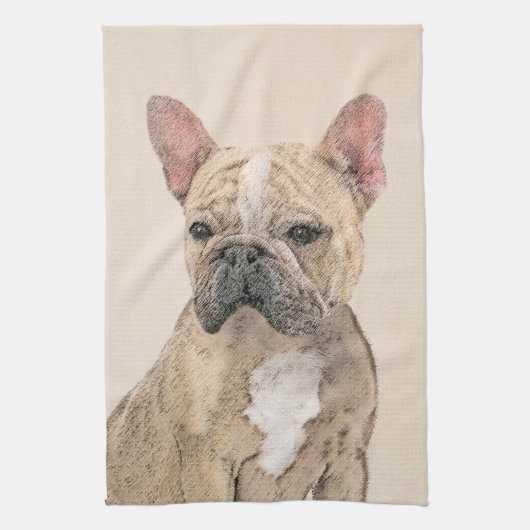 Franse Bulldog (Sable) schilderen - Cute Original Theedoek (Verticaal)