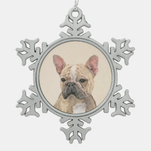 Franse Bulldog (Sable) schilderen - Cute Original  Tin Sneeuwvlok Ornament