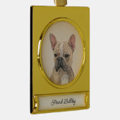 Franse Bulldog (Sable) schilderen - Cute Original  Verguld Banner Ornament (Rechts)