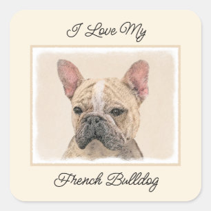 Franse Bulldog (Sable) schilderen - Cute Original Vierkante Sticker