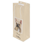 Franse Bulldog (Sable) schilderen - Cute Original  Wijn Cadeautas (Achterkant Gekanteld)