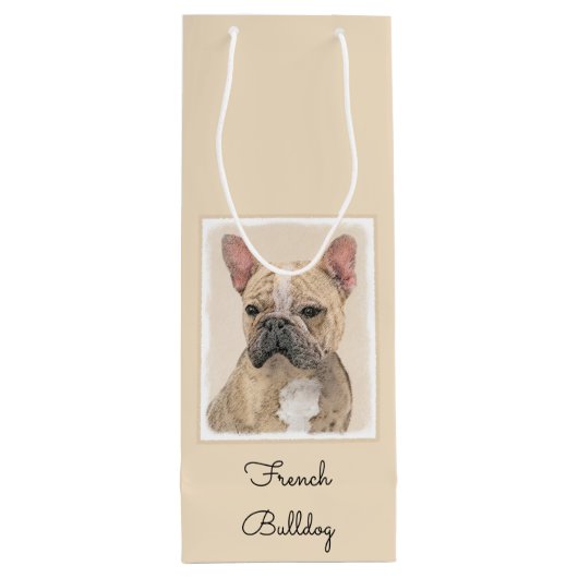 Franse Bulldog (Sable) schilderen - Cute Original  Wijn Cadeautas (Achterkant)