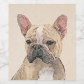 Franse Bulldog (Sable) schilderen - Cute Original  Wijn Etiket (Enkel label)