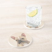 Franse Bulldog (Sable) schilderen - Cute Original  Zandsteen Onderzetter (Zijkant)