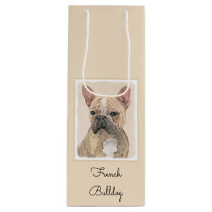 Franse Bulldog (Sable) Schilderij - Originele Cute Wijn Cadeautas