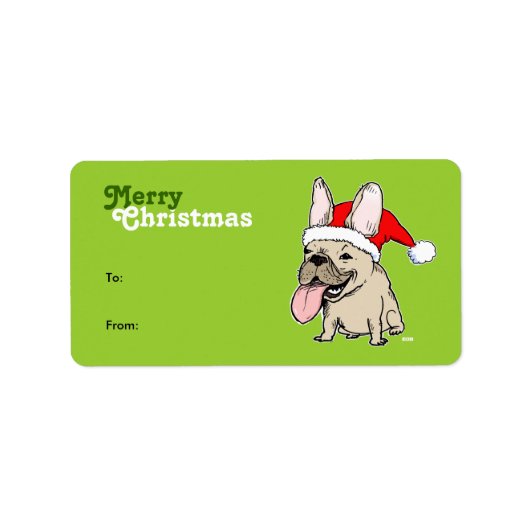 Franse Bulldog Santa Christmas Gift Label Stickers (Voorkant)