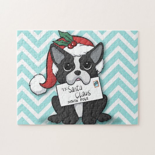 Franse bulldog Santa Claus Holiday Legpuzzel (Horizontaal)