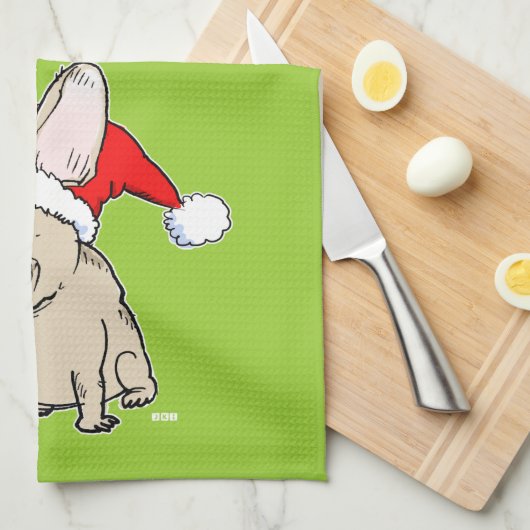 Franse Bulldog Santa Clause - Cute Dog Holiday Theedoek (Quarter Fold)