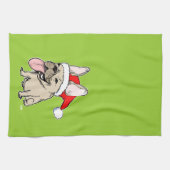 Franse Bulldog Santa Clause - Cute Dog Holiday Theedoek (Horizontaal)