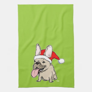 Franse Bulldog Santa Clause - Cute Dog Holiday Theedoek