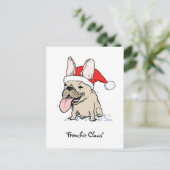 Franse Bulldog Santa Clause Hond Kerstmis Frenchie Feestdagenkaart (Staand voorkant)