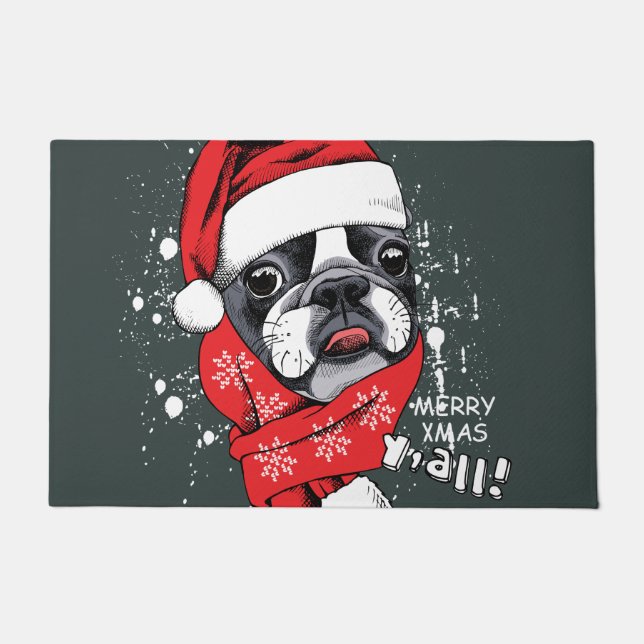 Franse Bulldog Santa Deurmat (Voorkant)
