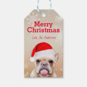 Franse Bulldog Santa Grappig Kerstmis Cadeaulabel (Voorkant)