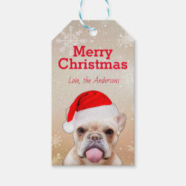 Franse Bulldog Santa Grappig Kerstmis Cadeaulabel