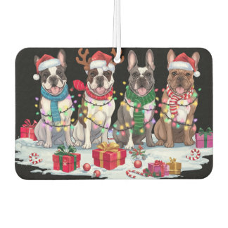 Franse bulldog Santa hat gewei elf Kerstmis Luchtverfrisser