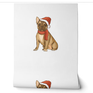 Franse Bulldog Santa Hat - Grappige Kerstmis Behang
