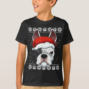 Franse Bulldog Santa Hat Kerstmis Pajama Cute Dog T-shirt