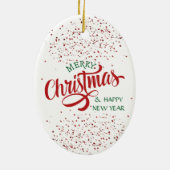 Franse Bulldog Santa Hat Red Confetti Keramisch Ornament (Achterkant)