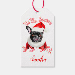 Franse Bulldog Santa Outfit Cadeaulabel