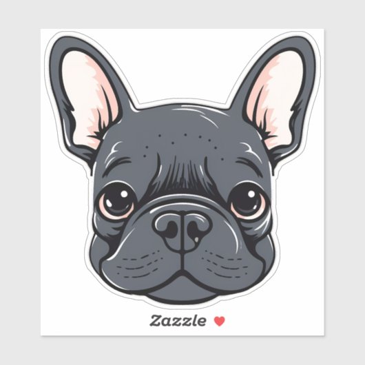 Franse Bulldog schattig franchie puppy gezicht con Sticker (Vel)