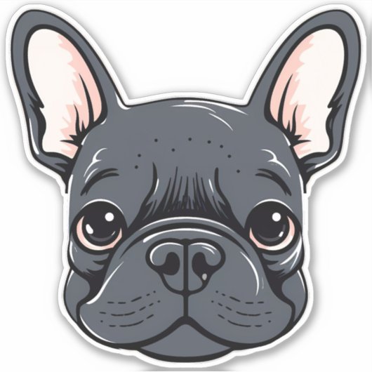 Franse Bulldog schattig franchie puppy gezicht con Sticker (Voorkant)