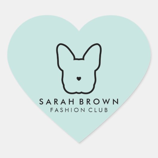 Franse Bulldog Schattig Gezicht Hart Sticker (Voorkant)