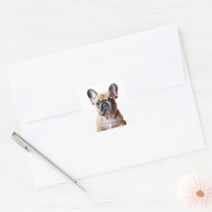 Franse Bulldog Schattige Puppy Hond Franse Bulldog Vierkante Sticker
