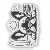 Franse Bulldog Schattige Stranddag Sticker (Voorkant)