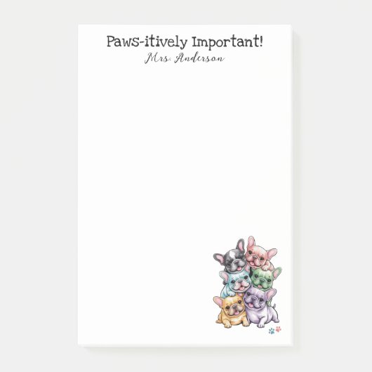 Franse Bulldog Schattigee Pet Girly Teacher Waarde Post-it® Notes (Voorkant)