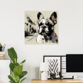 Franse Bulldog Schets Kunst Poster