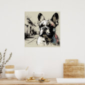 Franse Bulldog Schets Kunst Poster (Keuken)