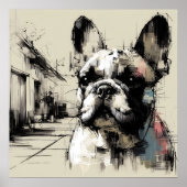 Franse Bulldog Schets Kunst Poster (Voorkant)