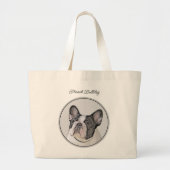 Franse Bulldog Schilderen White Black Pied Dog Art Grote Tote Bag (Voorkant)