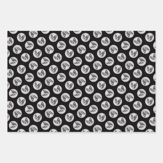 Franse Bulldog Schilderen White Black Pied Dog Art Inpakpapier Vel (Voorkant 3)