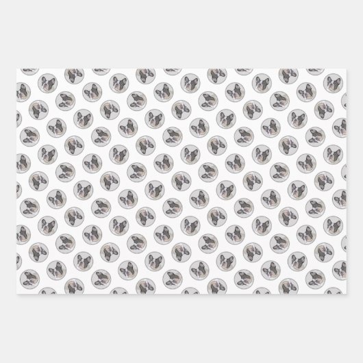 Franse Bulldog Schilderen White Black Pied Dog Art Inpakpapier Vel (Voorkant 2)
