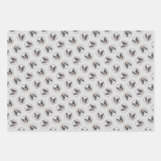 Franse Bulldog Schilderen White Black Pied Dog Art Inpakpapier Vel (Voorkant)
