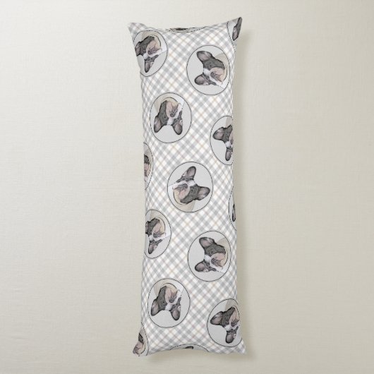 Franse Bulldog Schilderen White Black Pied Dog Art Lichaamskussen (Achterkant (Verticaal))