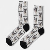 Franse Bulldog Schilderen White Black Pied Dog Art Sokken (Links)