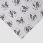 Franse Bulldog Schilderen White Black Pied Dog Art Tissuepapier (Detail)