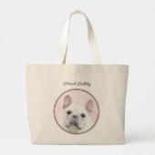 Franse Bulldog Schilderen White Cream Pet Dog Art Grote Tote Bag (Achterkant)
