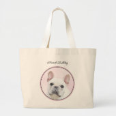 Franse Bulldog Schilderen White Cream Pet Dog Art Grote Tote Bag (Voorkant)
