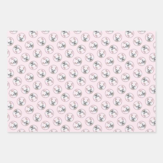 Franse Bulldog Schilderen White Cream Pet Dog Art Inpakpapier Vel (Voorkant)