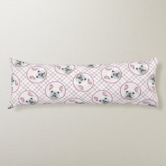 Franse Bulldog Schilderen White Cream Pet Dog Art Lichaamskussen (Voorkant)