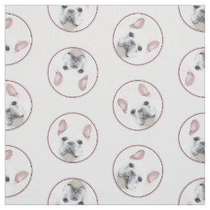 Franse Bulldog Schilderen White Cream Pet Dog Art Stof