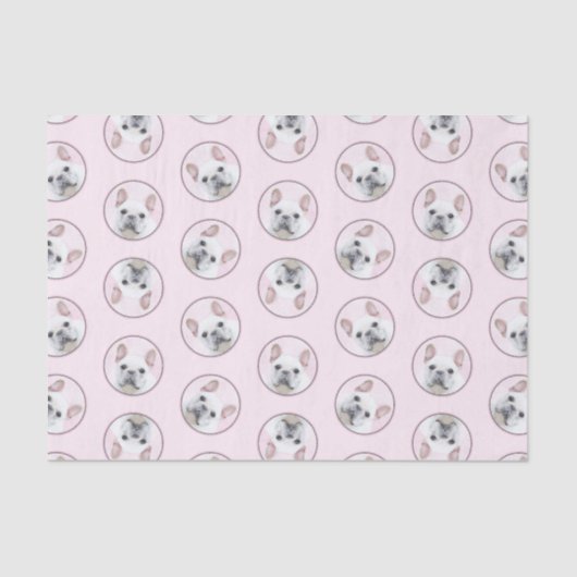 Franse Bulldog Schilderen White Cream Pet Dog Art Tissuepapier (Voorkant)
