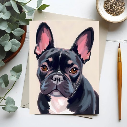 Franse Bulldog Schilderij Briefkaart