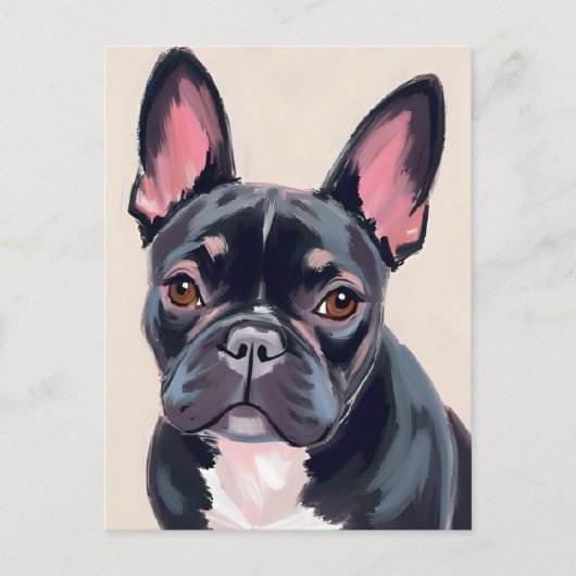 Franse Bulldog Schilderij Briefkaart (Voorkant)