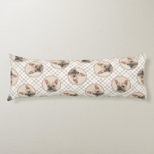 Franse Bulldog Schilderij Fawn Schattigee originel Lichaamskussen (Voorkant)