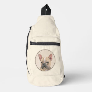Franse Bulldog Schilderij Fawn Schattigee originel Sling Bag