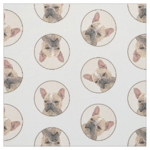 Franse Bulldog Schilderij Fawn Schattigee originel Stof